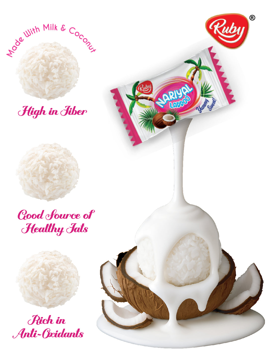 Ruby Nariyal Laddoo – Premium Coconut Sweet Delight (110g)
